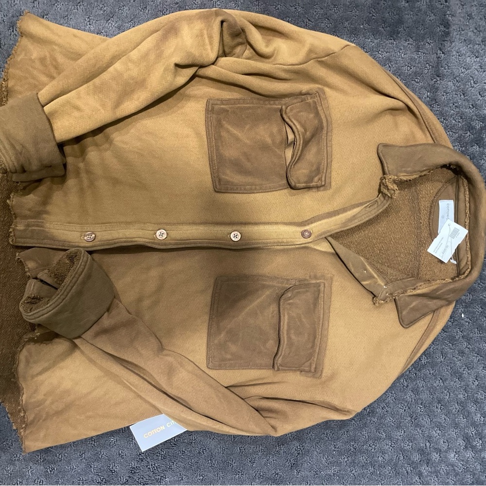COTTON CITIZAN  brown/tan oversized overshirt. Size Xs.